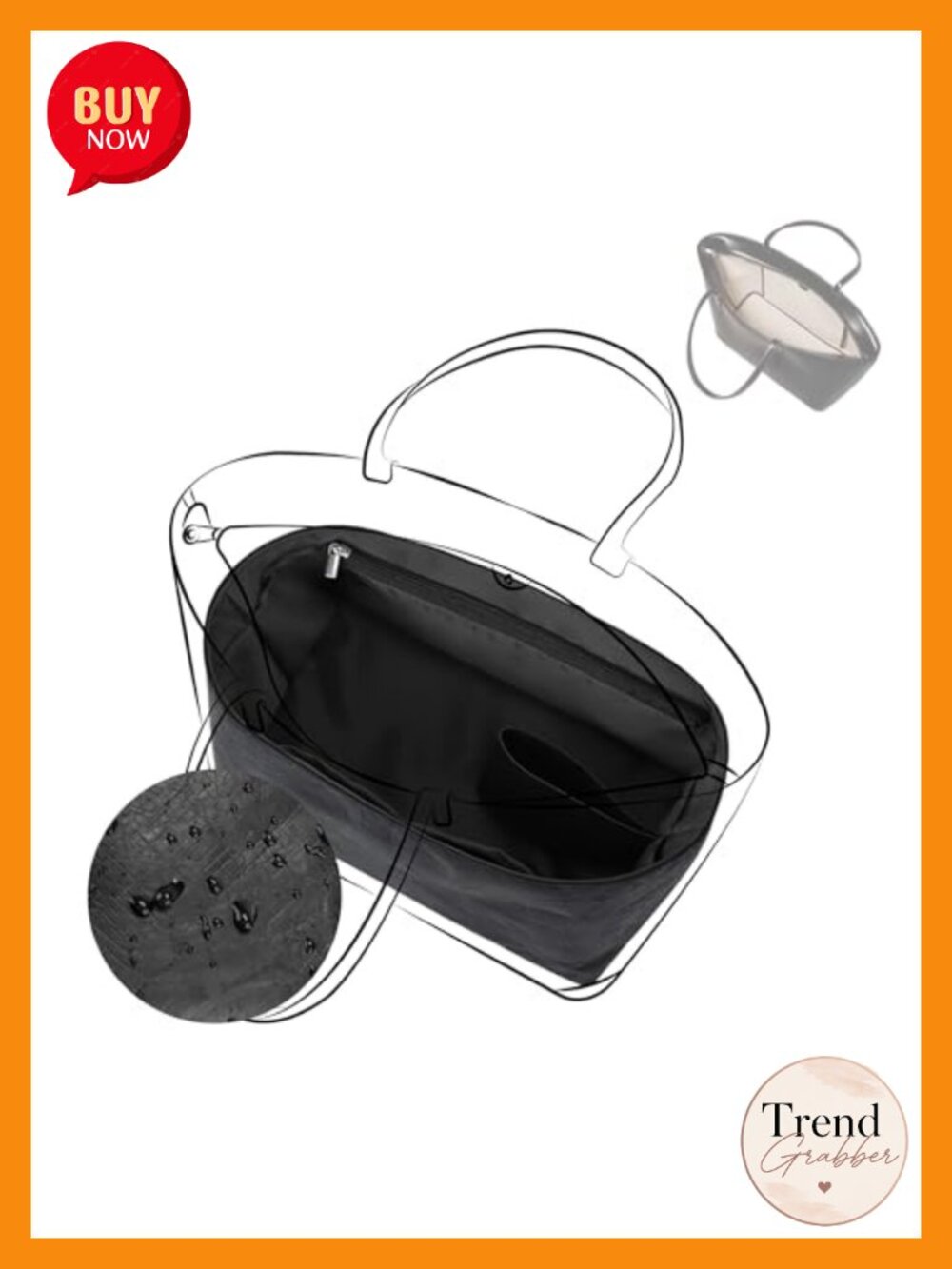 Handbag Organizer Insert Waterproof Dupontpaper Silk Liner Multi-Pocket Bag